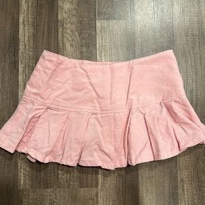 I AM GIA Pink Corduroy Pleated Mini Skirt